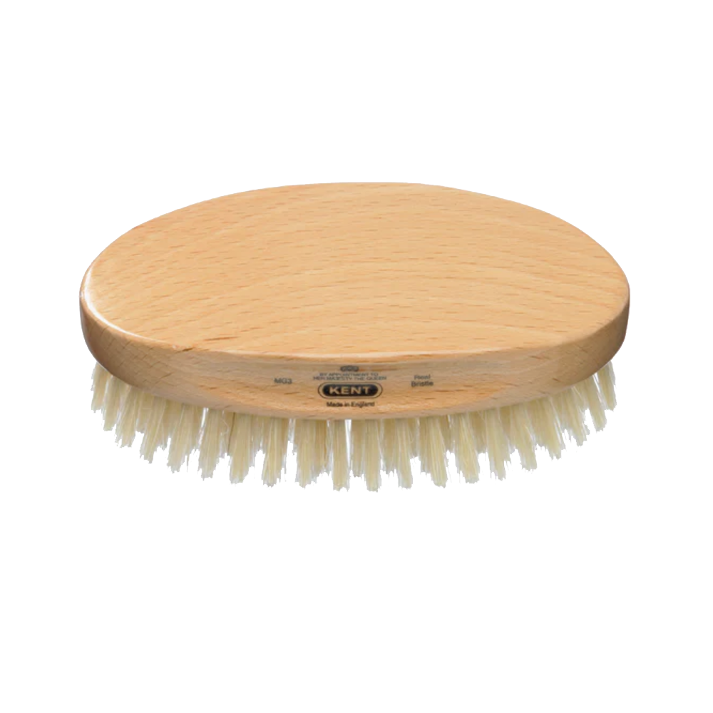 Kent Men's Finest Beechwood Pure White Bristle Oval Hairbrush MG3
