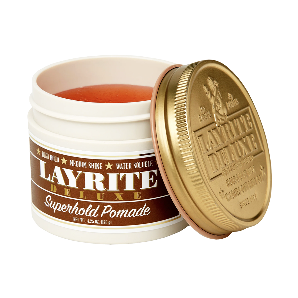 Layrite Superhold Pomade 120g - Strong hold, medium shine pomade for mens hair styling