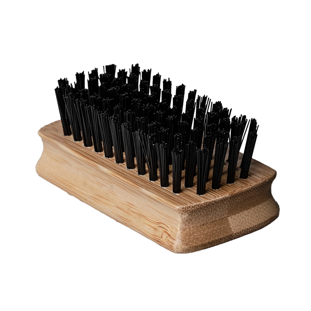 Milkman Grooming Co Military Beard Brush with Bamboo handle and nylon bristles providing a medium stiffness
