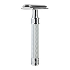 Muhle R89 Grande Safety Razor in upright position