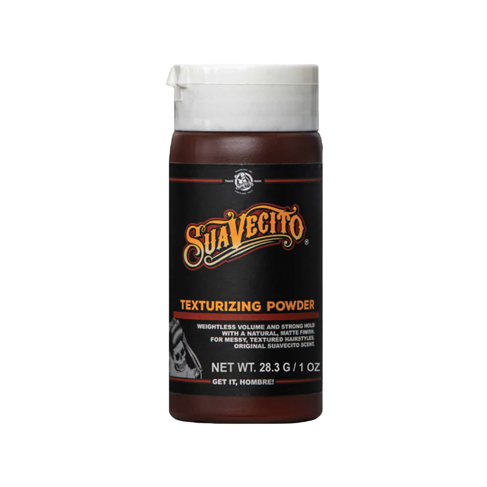 Suavecito Texturizing Powder 28.3g for a natural matte finish, messy textured hairstyles
