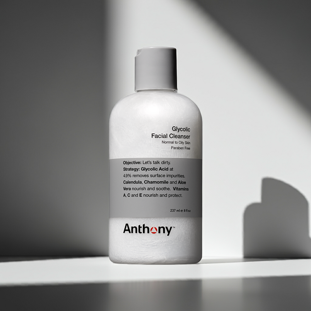 Anthony Glycolic Facial Cleanser for men's skin in 237ml size bottle
