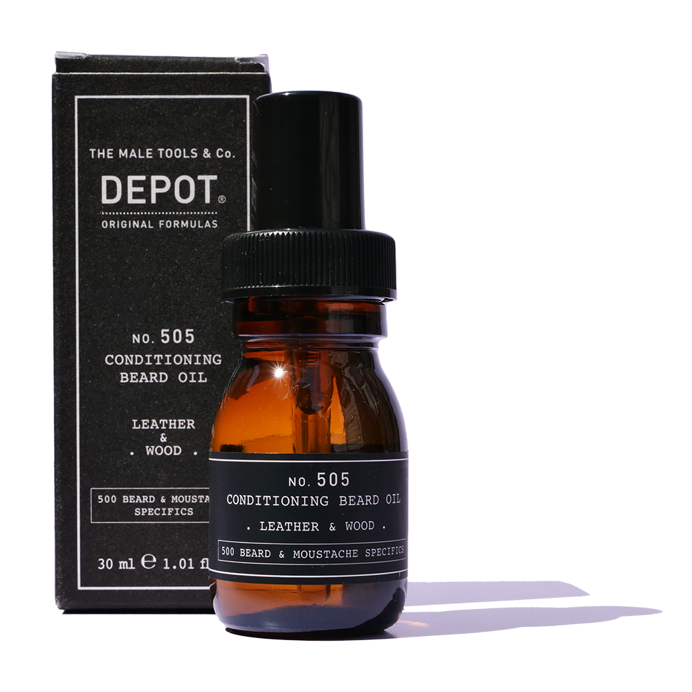 Depot 505 Leather & Wood Conditioning Beard Oil 30ml to nourish and condition the beard and skin