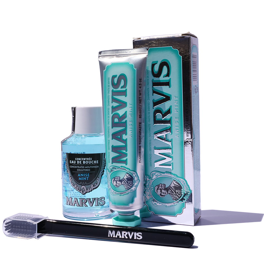 Marvis Anise Mint Bundle with toothpaste, mouthwash and toothbrush