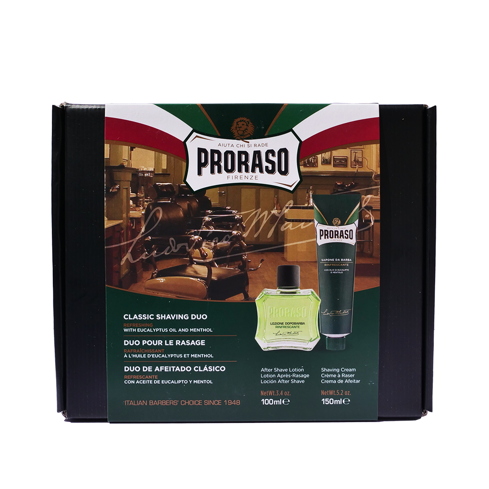 Proraso Classic Shaving Duo Gift Set with shaving cream and aftershave lotion
