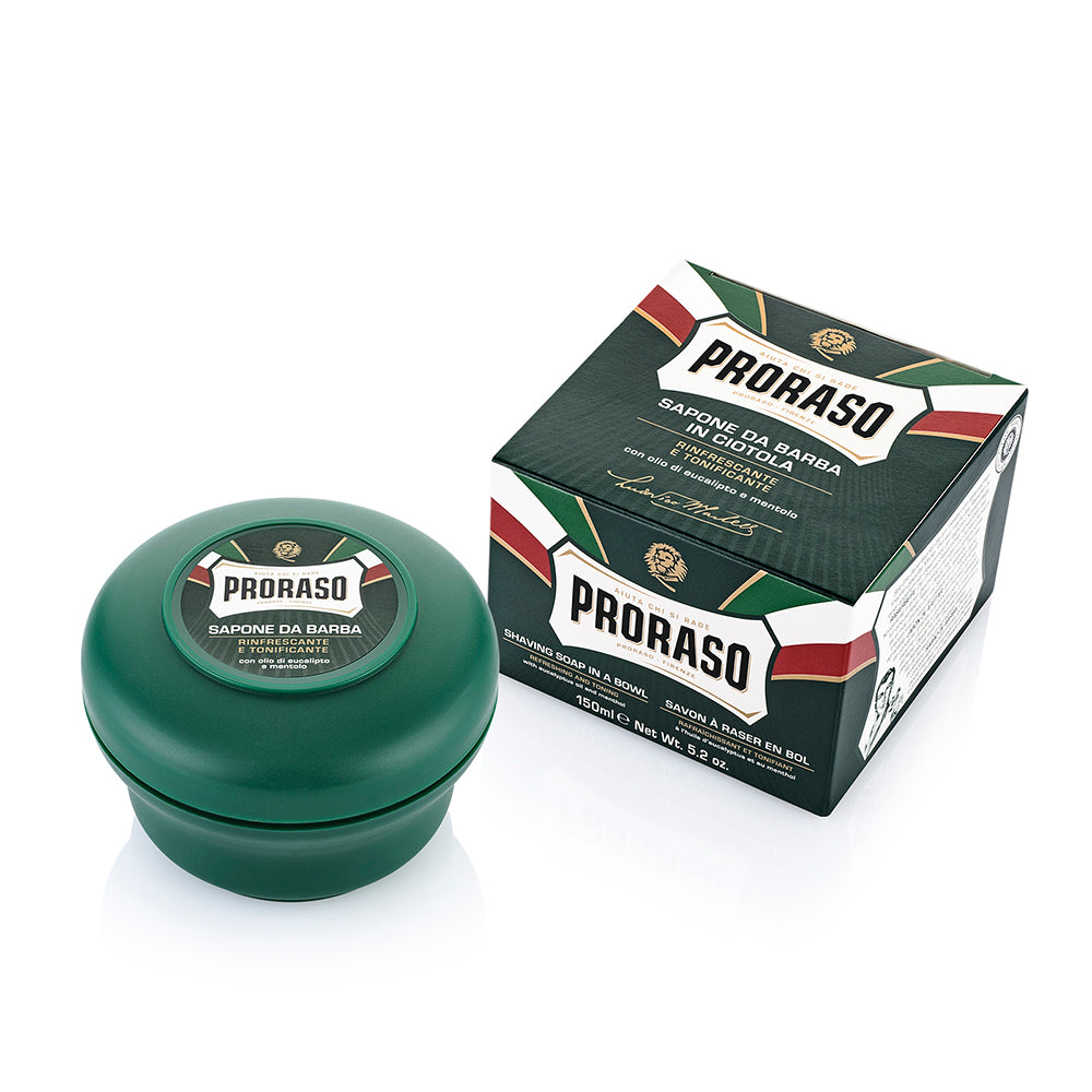Proraso Refresh Shaving Soap in a Bowl with Eucalyptus and Menthol.