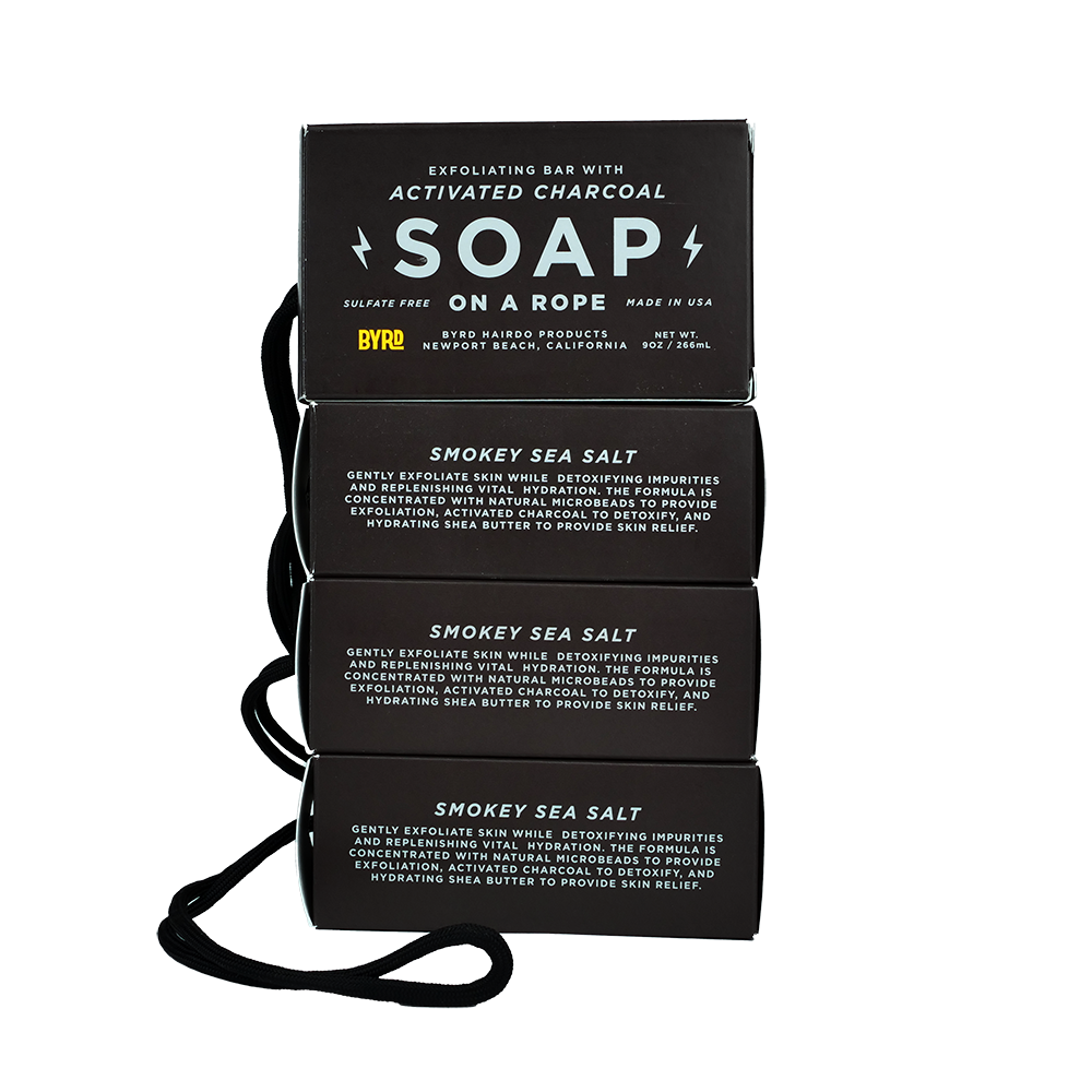 Byrd 4 Pack Soap on a Rope Activated Charcoal