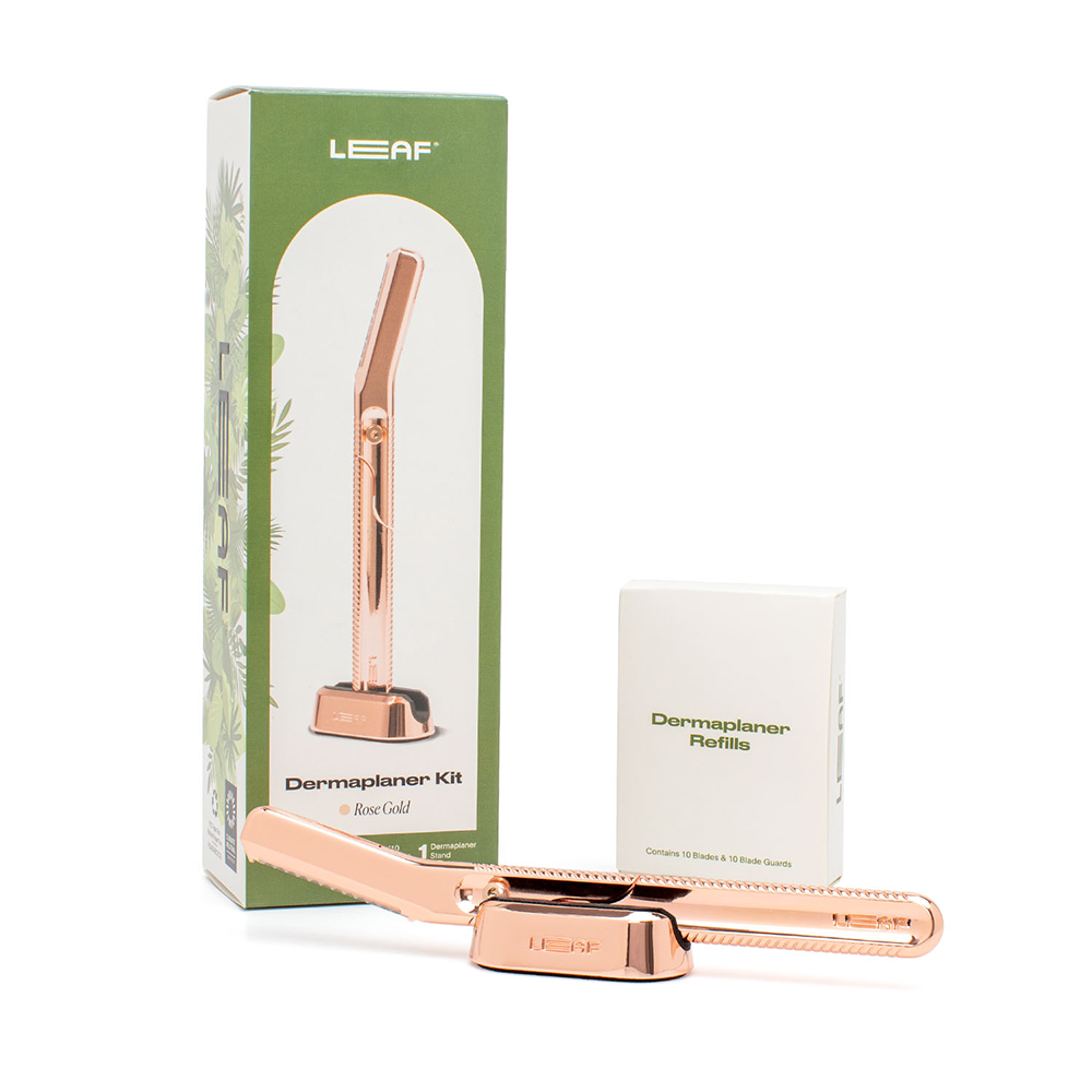 Leaf Shave Dermaplaner Kit in Rose Gold