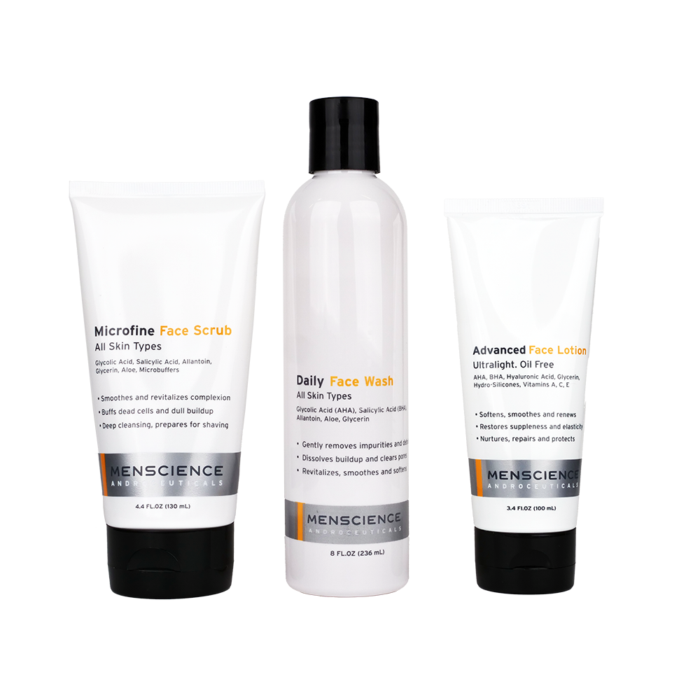 Menscience Daily Face Bundle with Face Scrub, Face Wash & Face Lotion