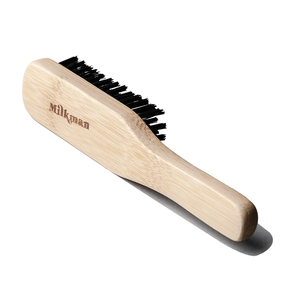Milkman Grooming Hair and Beard Brush with Bamboo handle and Nylon bristles providing medium stiffness