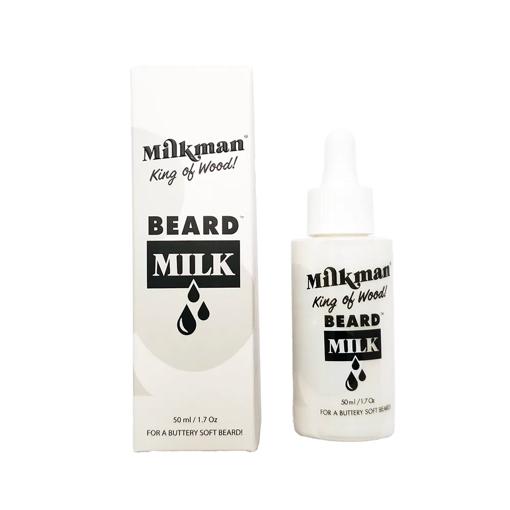Milkman Grooming King of Wood scented beard milk in 50ml size with eye dropper application