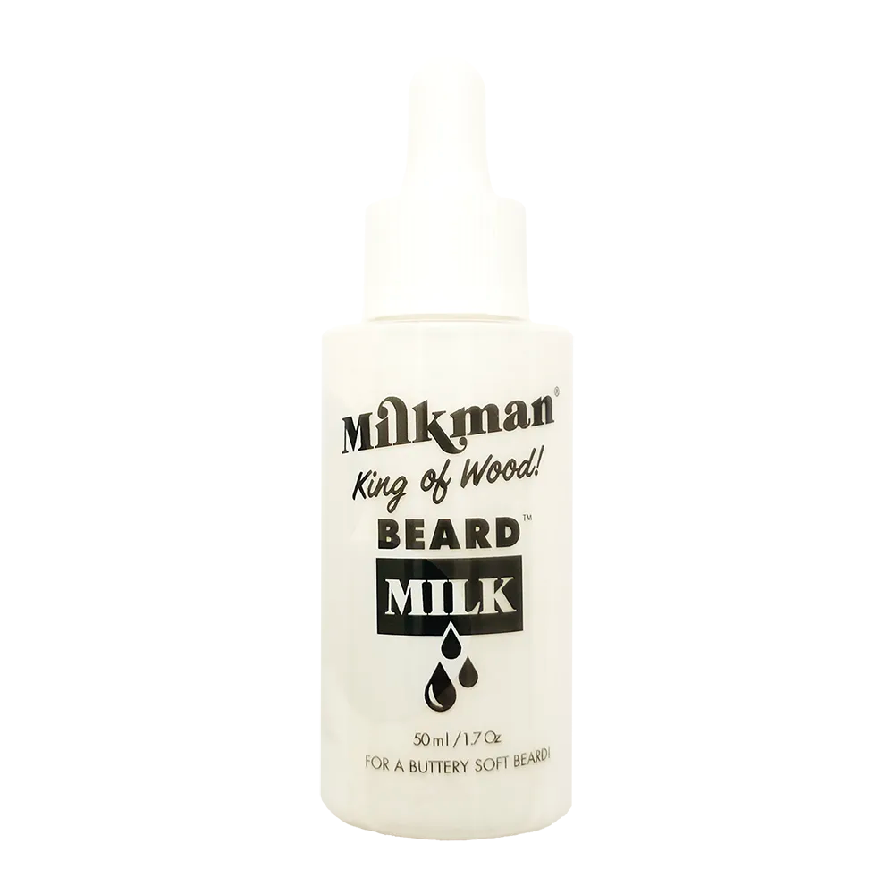 Milkman Grooming King of Wood scented beard milk in 50ml size with eye dropper application
