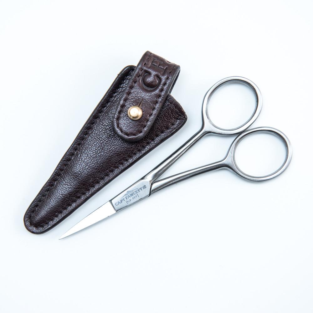 Captain Fawcett Grooming Scissors with Handcrafted Leather Pouch