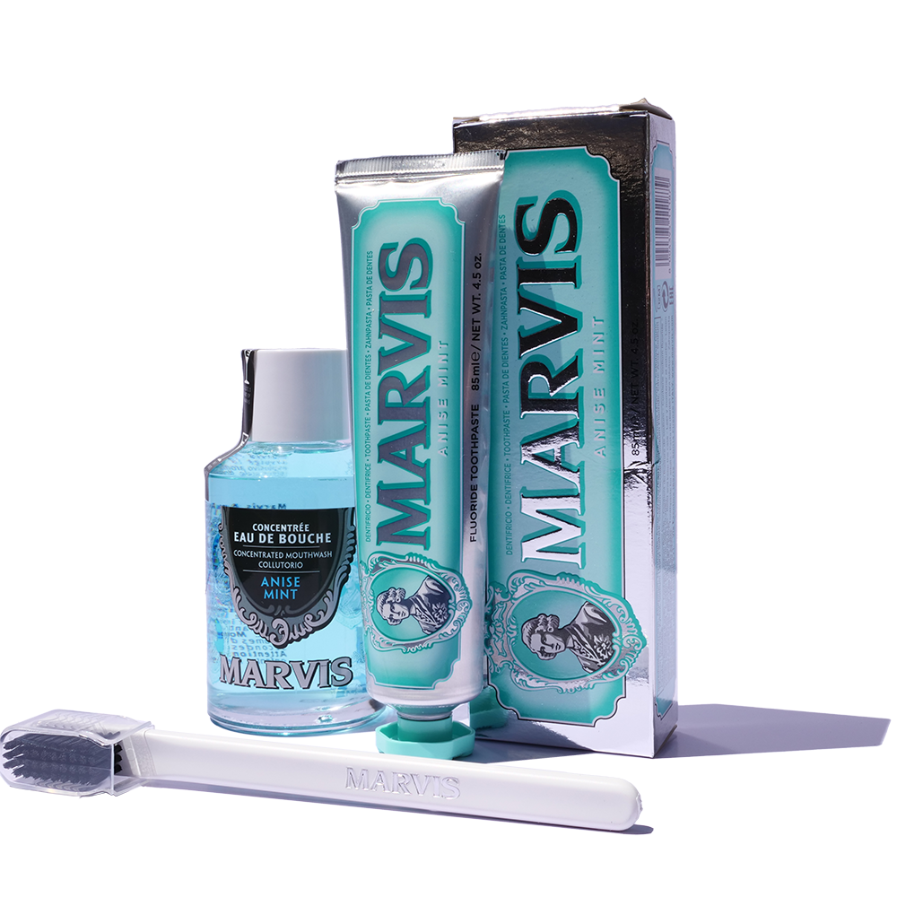 Marvis Anise Mint Set Premium Toothpaste, Mouthwash  Toothbrush Set –  Gentleman Son