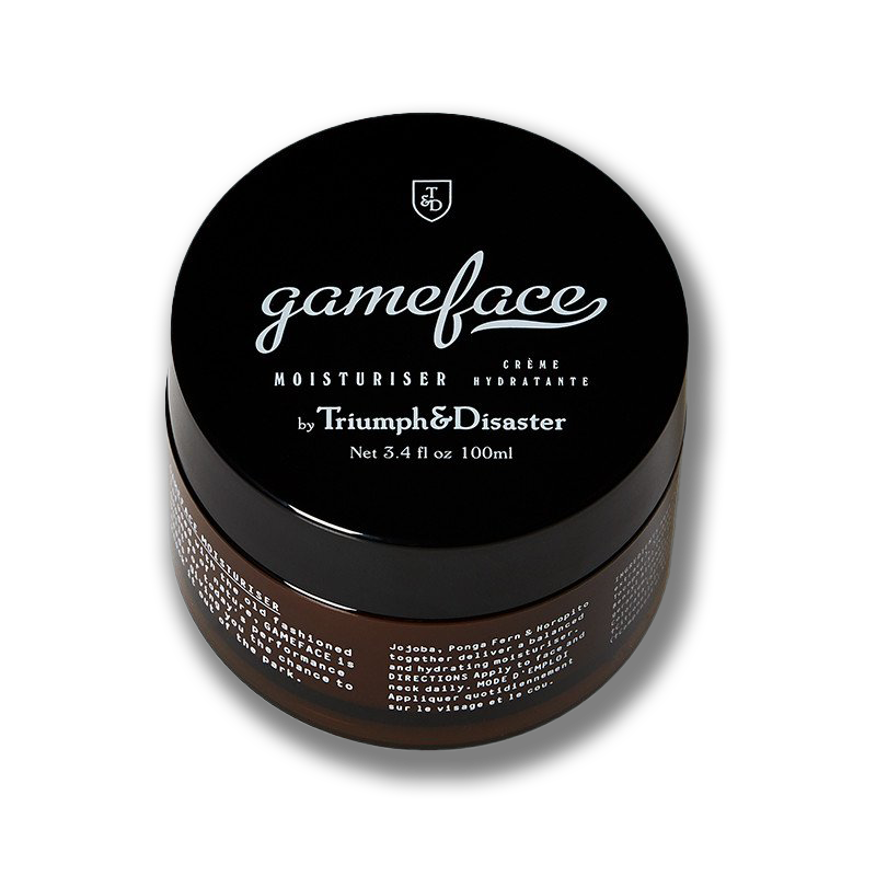gameface moisturiser jar from triumph and disaster